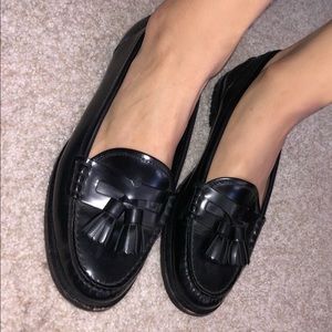 YVES SAINT LAURENT black leather loafers